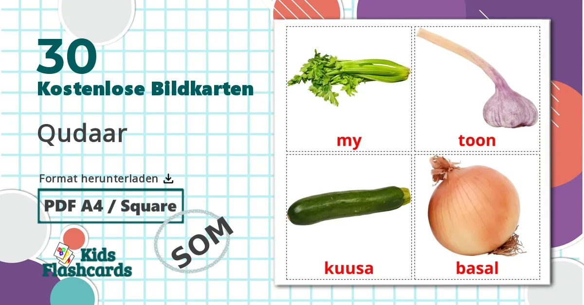 30 Bildkarten für Gemüse