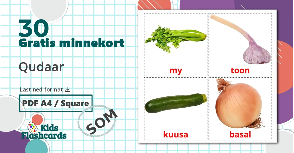 30 Grønnsaker bildekort