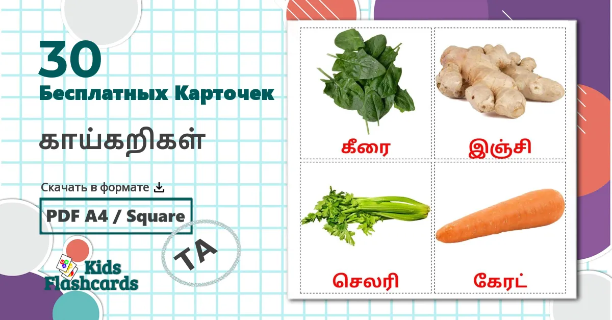 30 Карточки Домана காய்கறிகள்