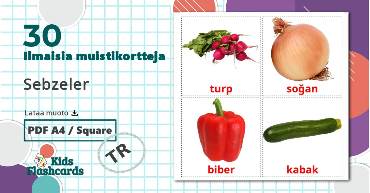 30 Sebzeler lasten kuvakortit