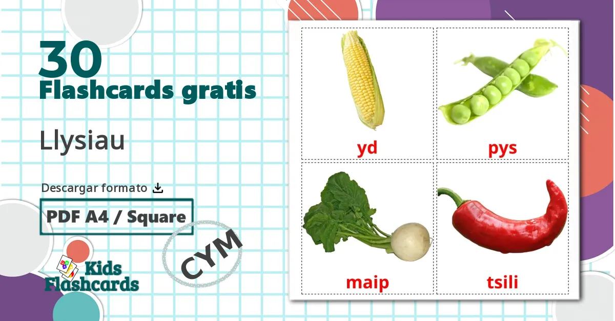 30 tarjetas didacticas de Verduras