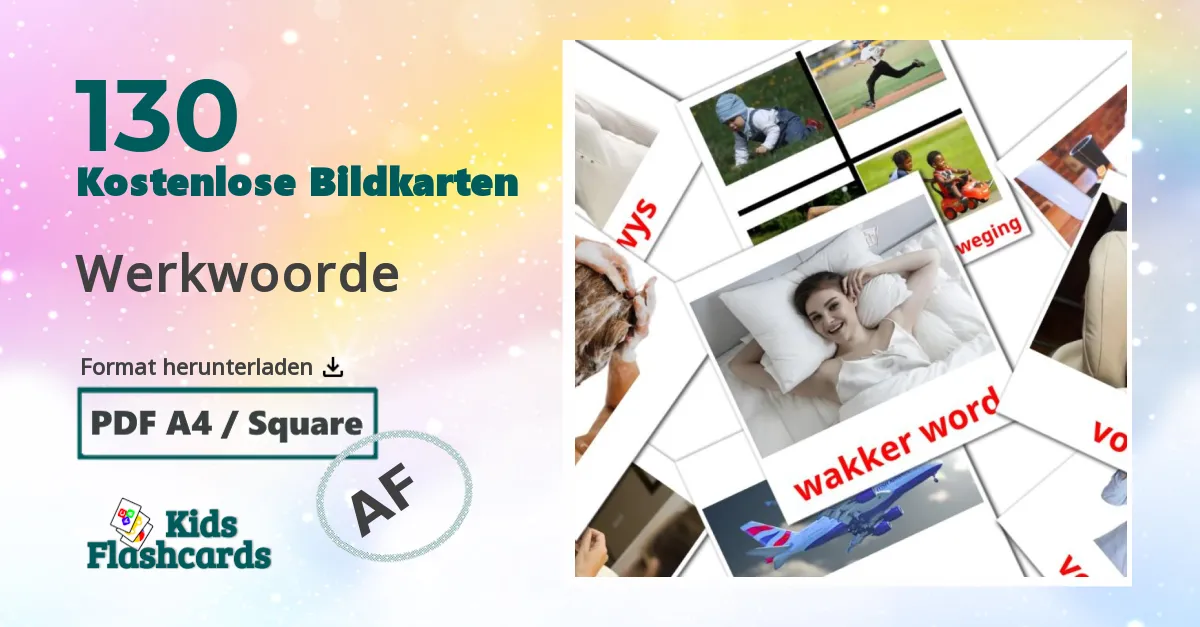 130 Bildkarten für Werkwoorde