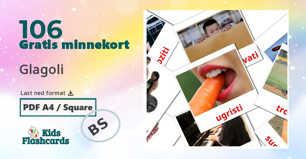 Glagoli bildekort for barn på bosnisk