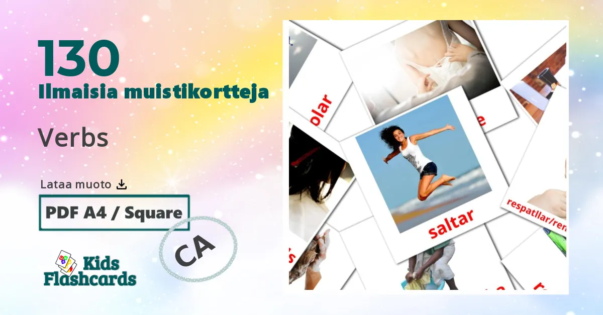 Verbs – lasten kuvakortit catalanksi sanastoon