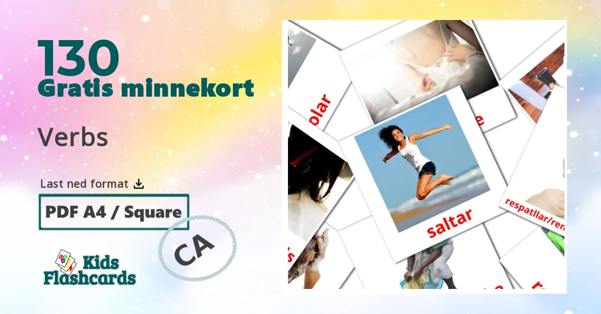 Verbs bildekort for barn på katalansk