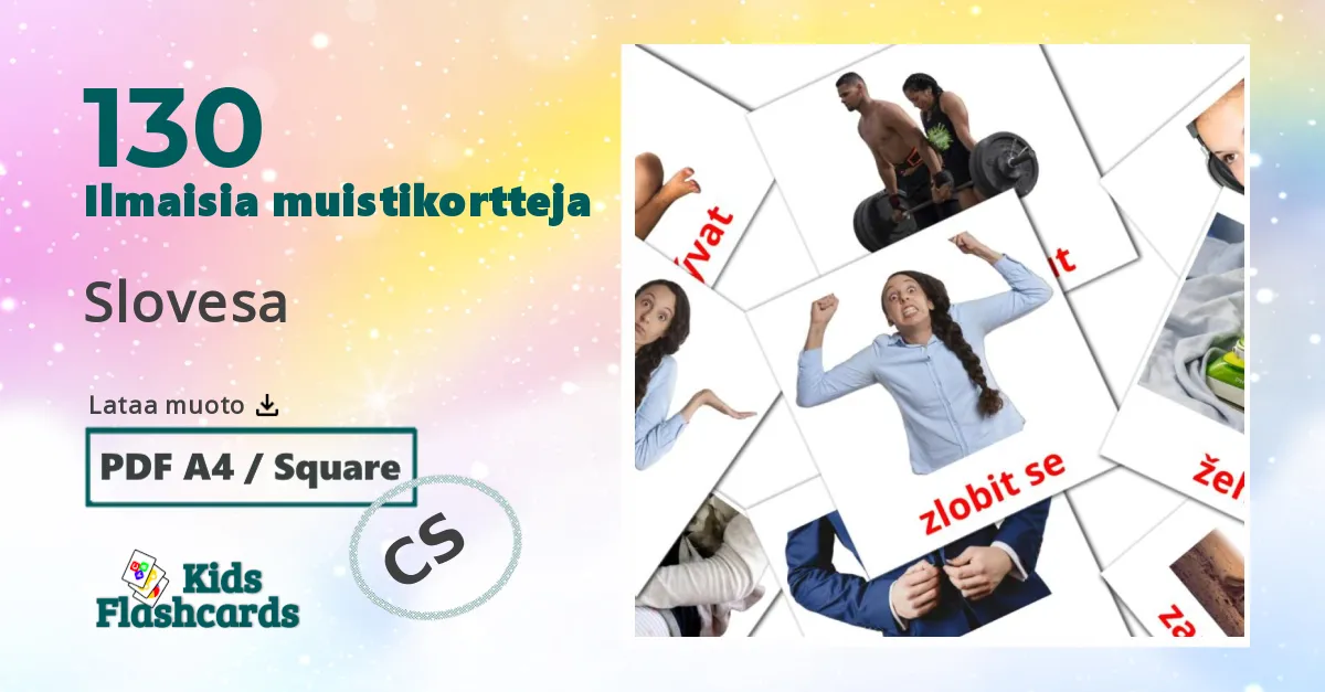 Slovesa – lasten kuvakortit tšekkiksi sanastoon