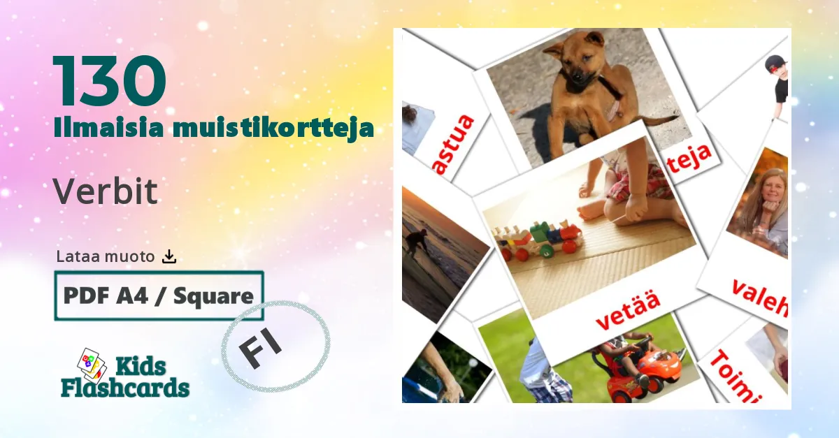 Verbit – lasten kuvakortit suomiksi sanastoon
