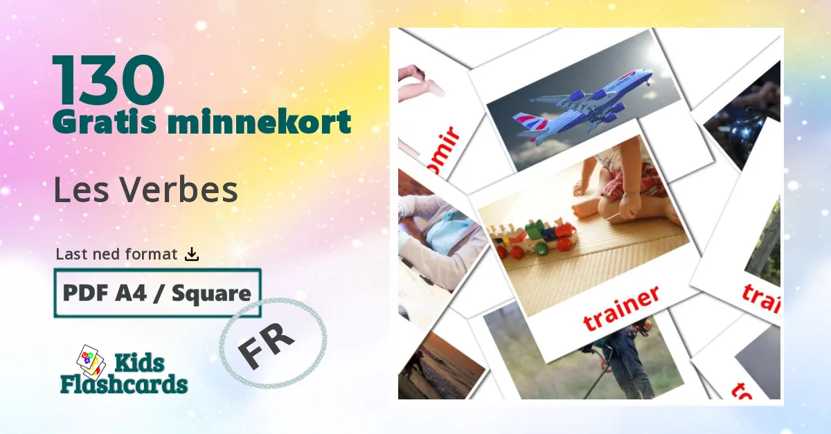 Les Verbes bildekort for barn på fransk