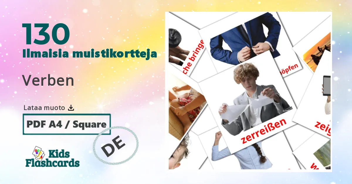 130 Verben lasten kuvakortit