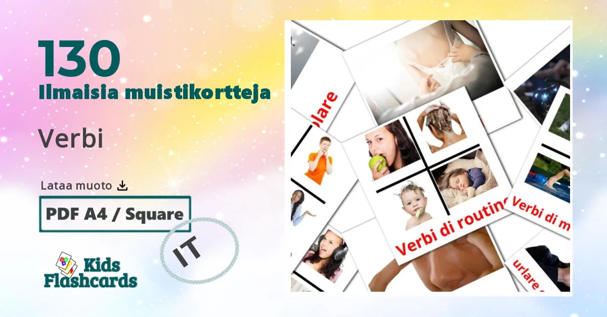 Verbi – lasten kuvakortit italialaiseksi sanastoon