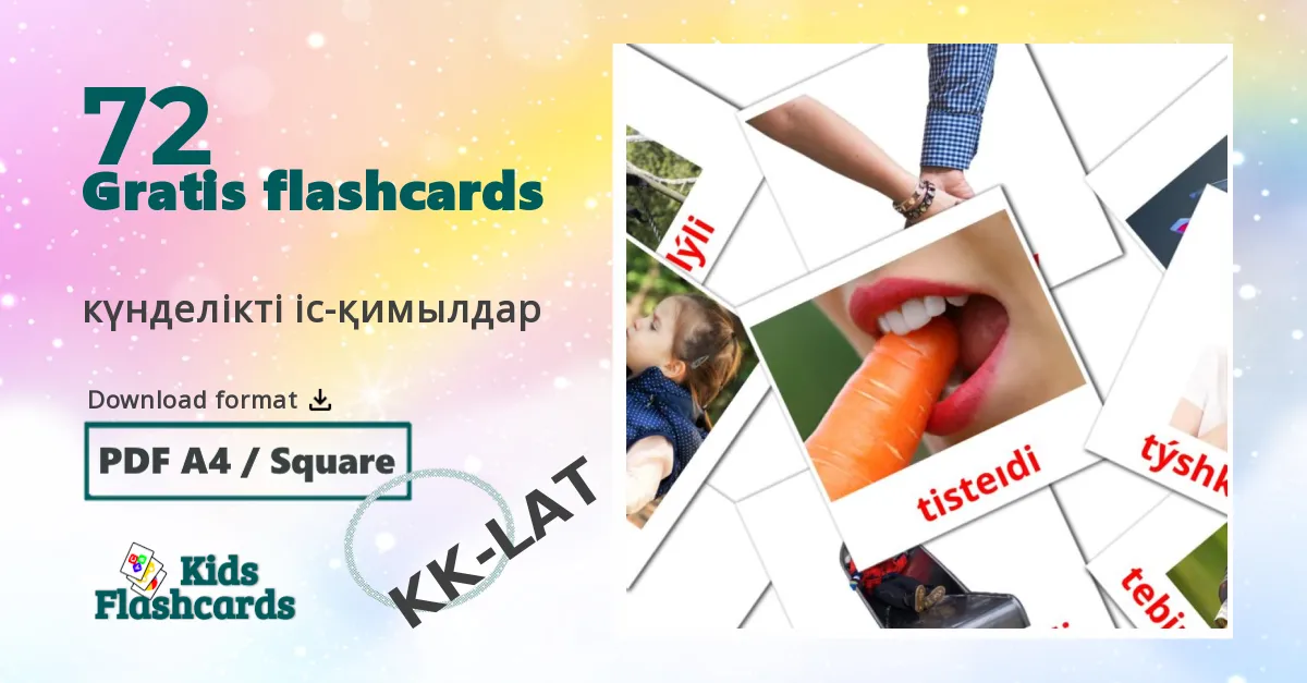 күнделікті іс-қимылдар kazakh(latin) ordforråd billedkort for børn