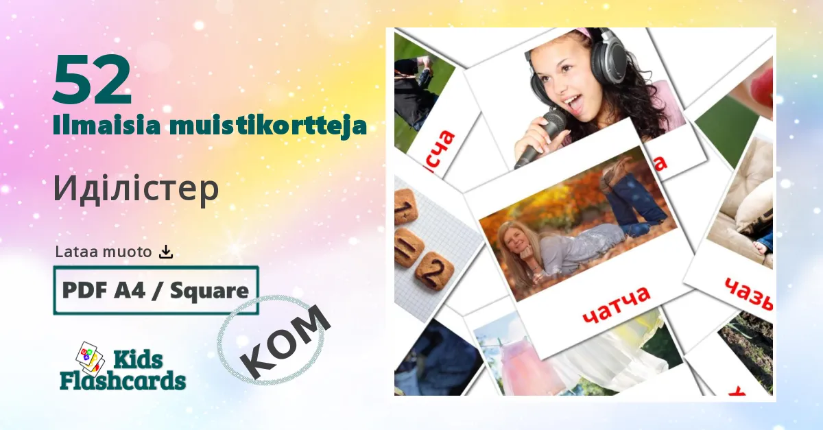 Иділістер – lasten kuvakortit komiksi sanastoon