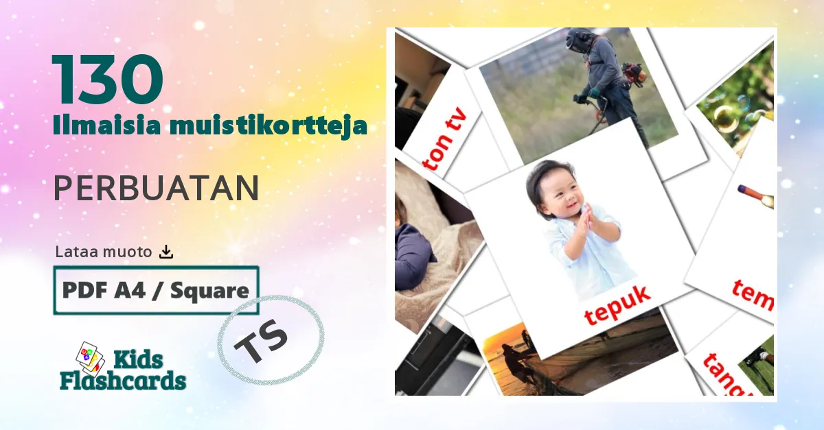 PERBUATAN – lasten kuvakortit malaijiksi sanastoon
