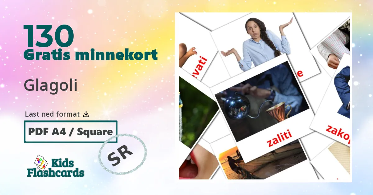 Glagoli bildekort for barn på serbisk