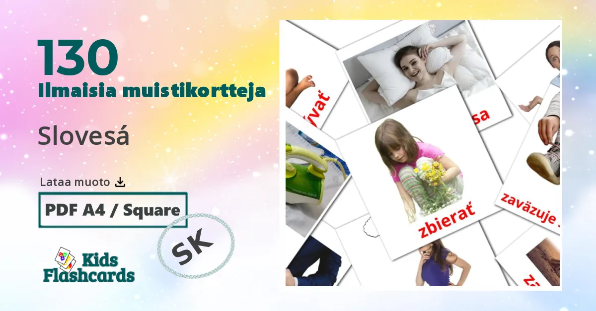 Slovesá – lasten kuvakortit slovakianksi sanastoon
