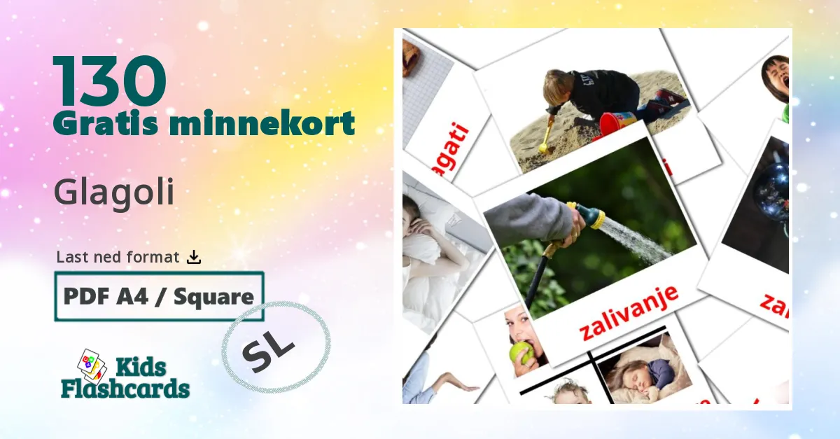 Verb bildkort för barn