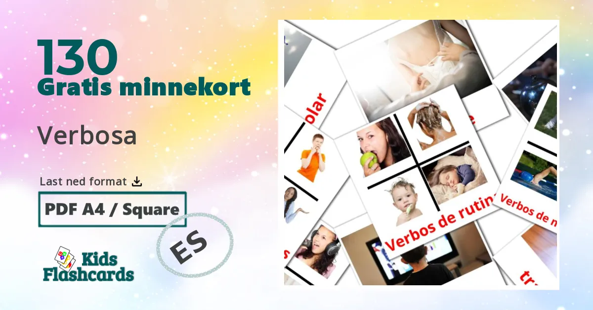 Verbosa bildekort for barn på spansk
