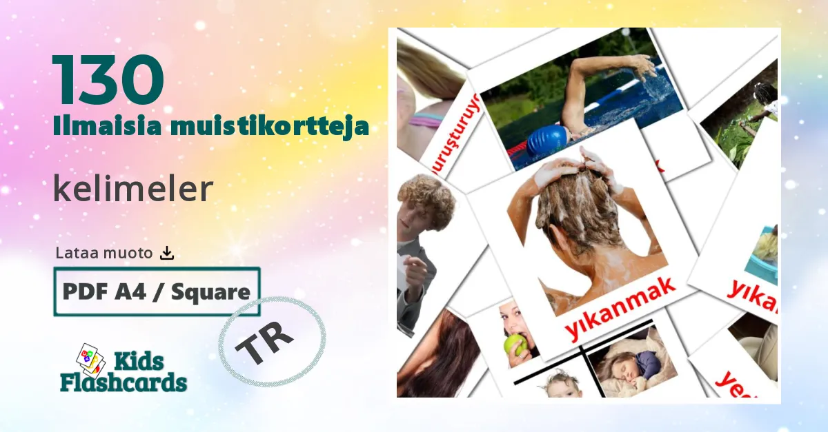 kelimeler – lasten kuvakortit turkkiksi sanastoon