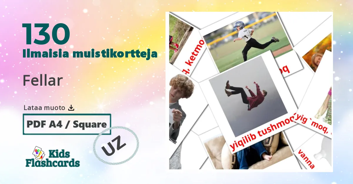 Fellar – lasten kuvakortit uzbekkiksi sanastoon