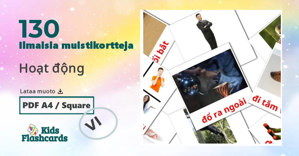 Hoạt động – lasten kuvakortit vietnamilaiseksi sanastoon