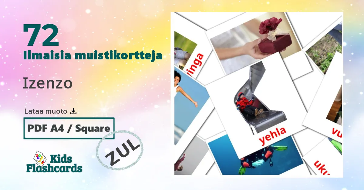 Izenzo  – lasten kuvakortit zuluksi sanastoon