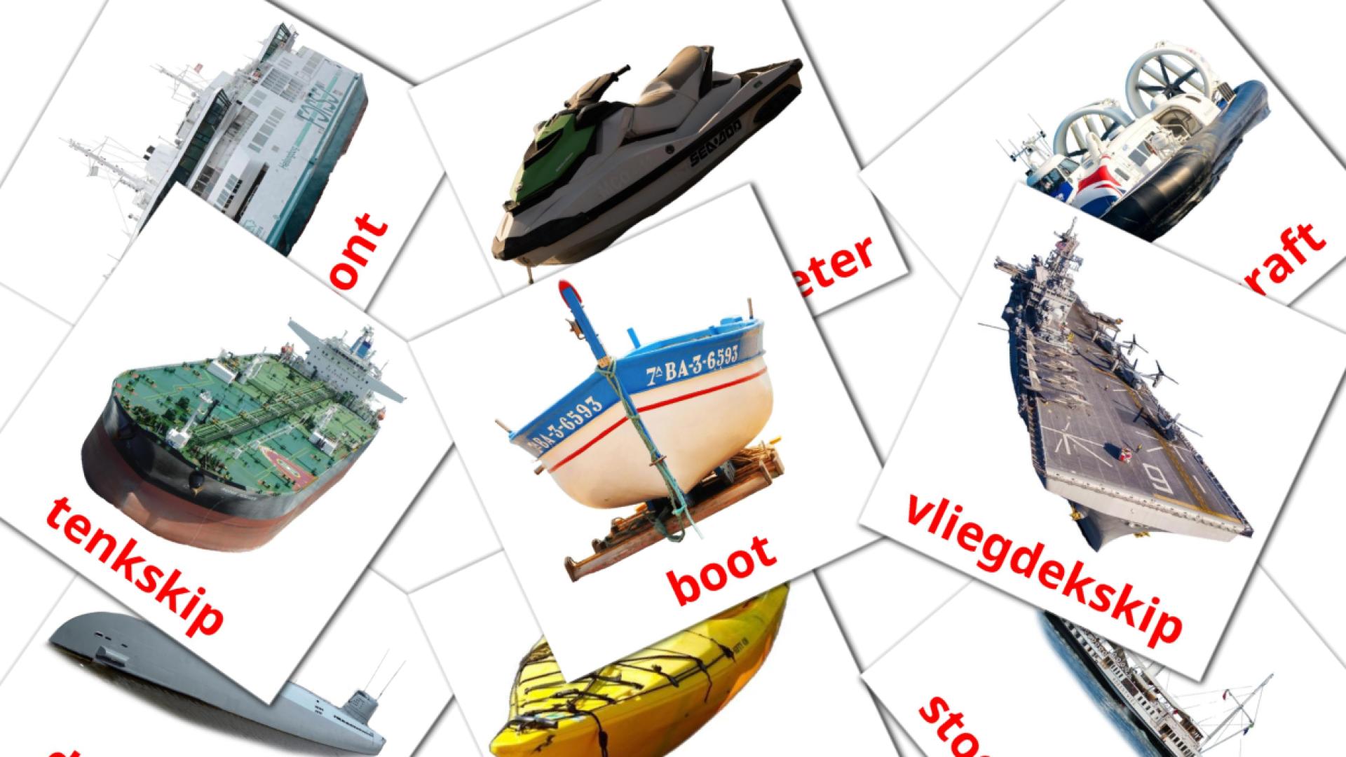 Water transport - afrikaans vocabulary cards