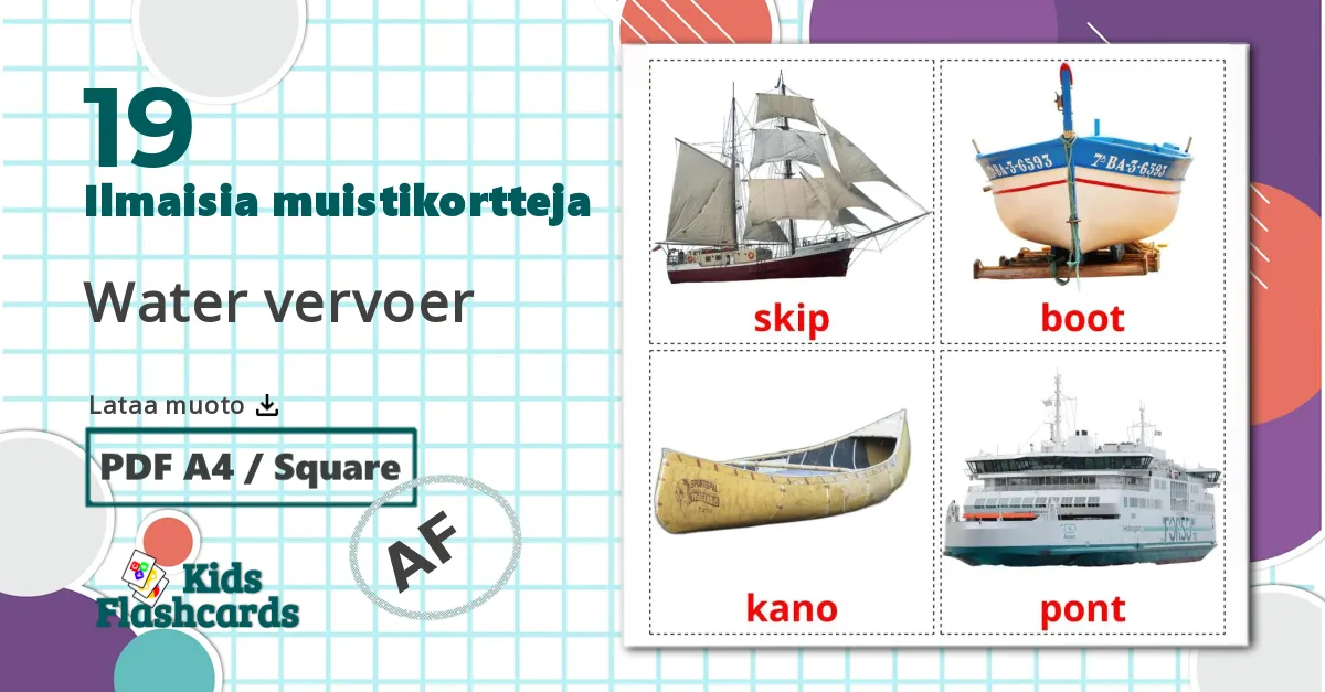Vesiliikenne - afrikaans sanastokortit