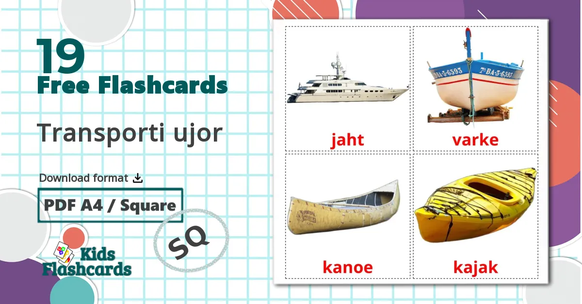 Water transport - albanian vocabulary cards