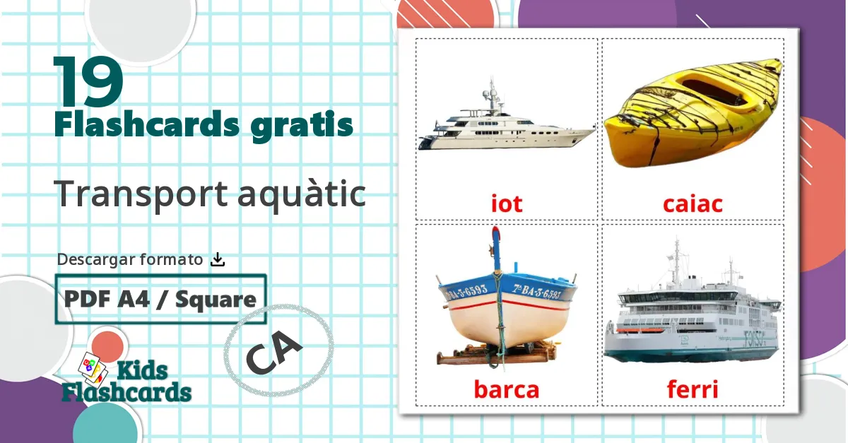 19 Transporte acuático bildkort för barn