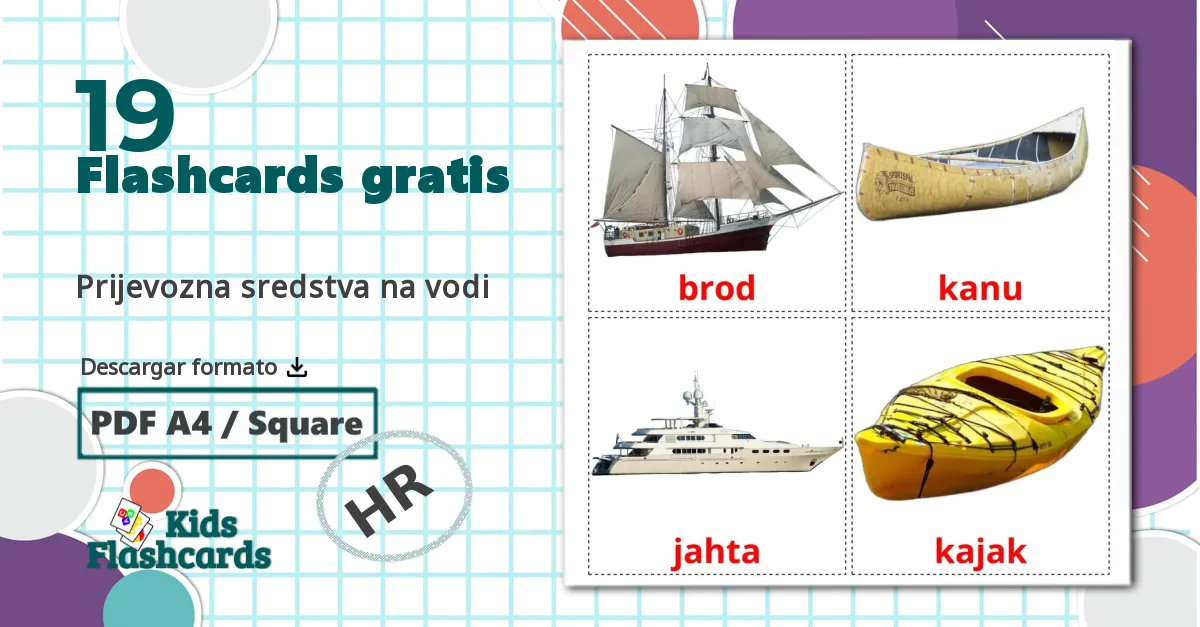 19 tarjetas didacticas de Prijevozna sredstva na vodi