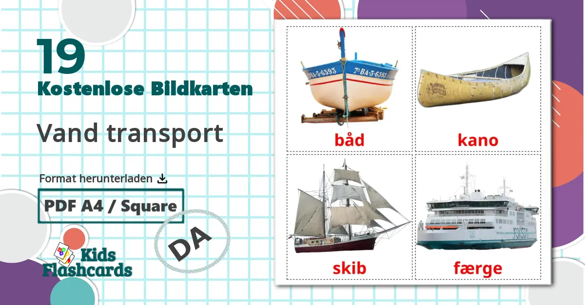 19 Bildkarten für Vand transport