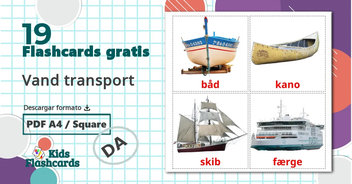 19 tarjetas didacticas de Vand transport