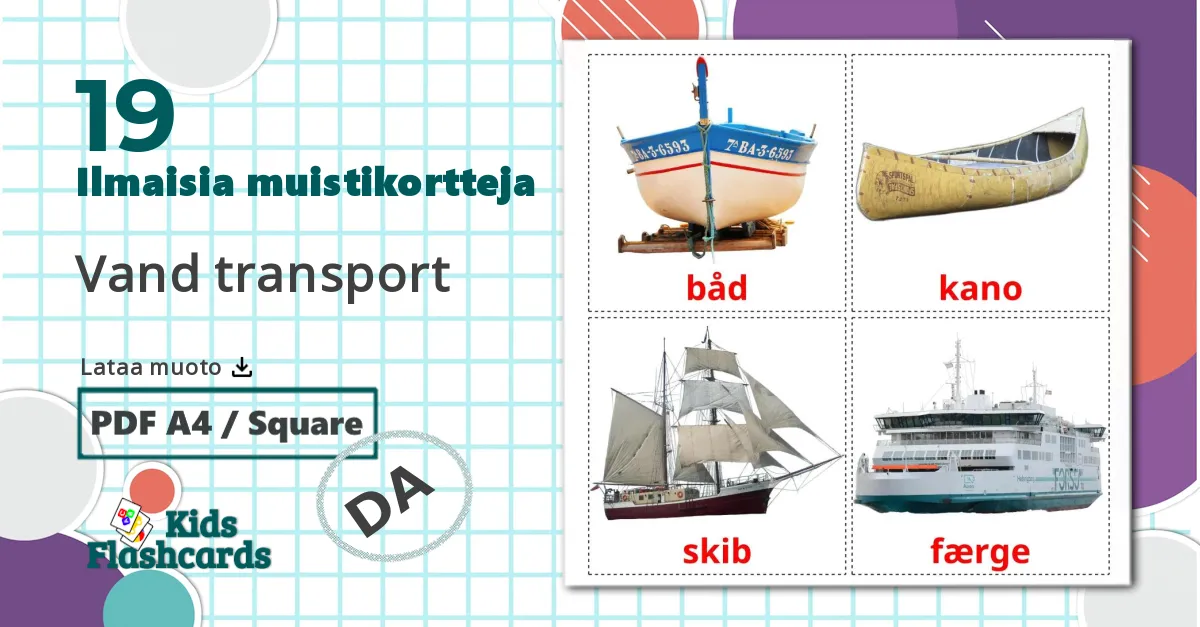 19 Vand transport lasten kuvakortit