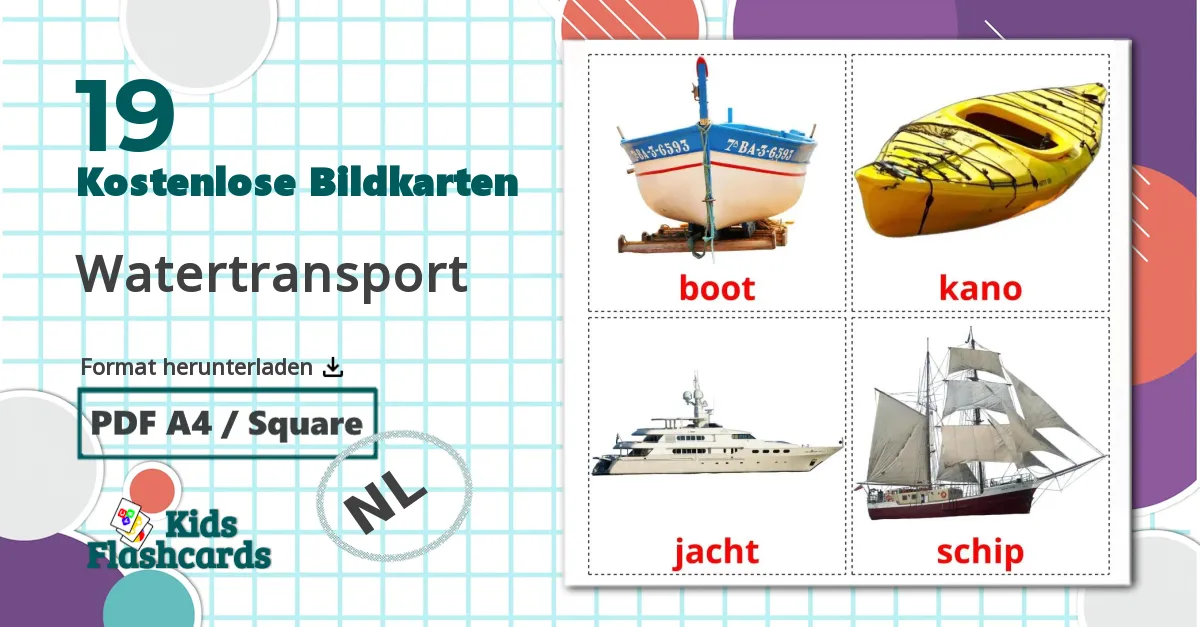 19 Bildkarten für Watertransport