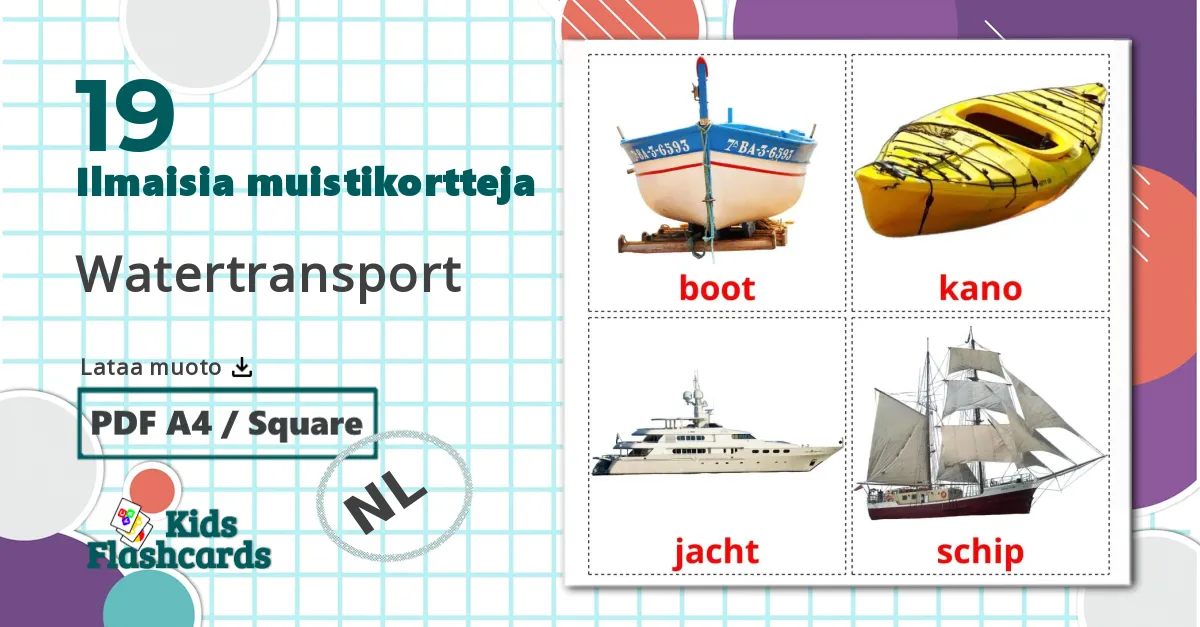 19 Watertransport lasten kuvakortit