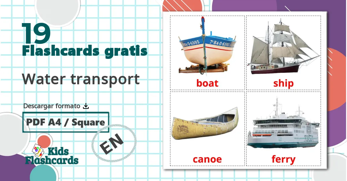 19 tarjetas didacticas de Water transport