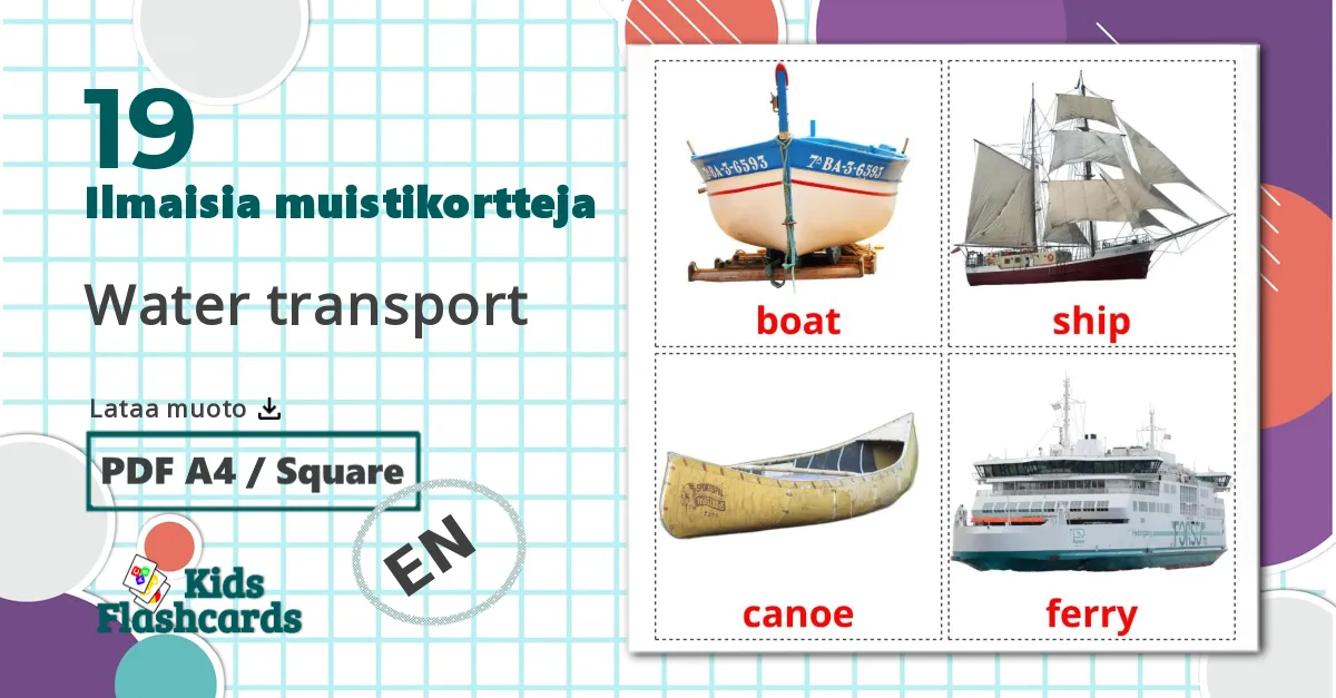 19 Water transport lasten kuvakortit