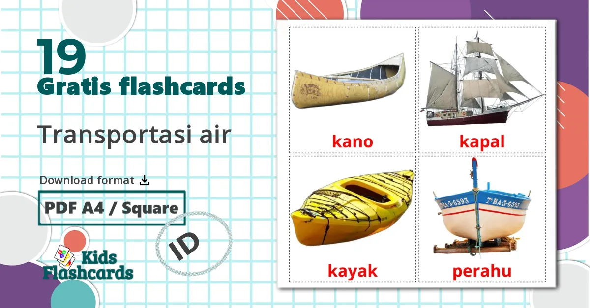 19 Transportasi air billedkort for børn