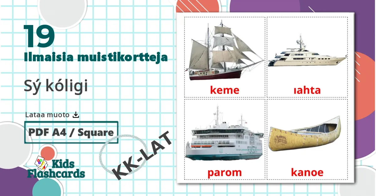 19 Sý kólіgі lasten kuvakortit