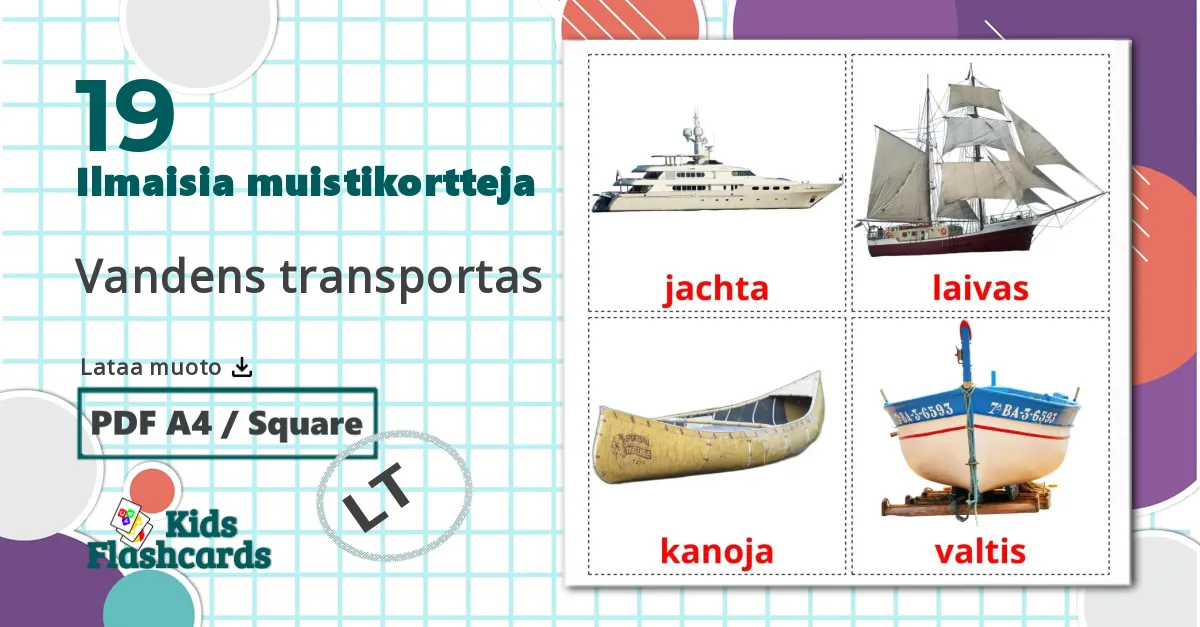 19 Vandens transportas lasten kuvakortit