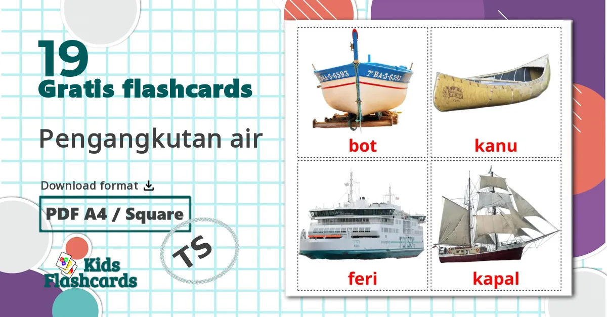 19 Pengangkutan air billedkort for børn