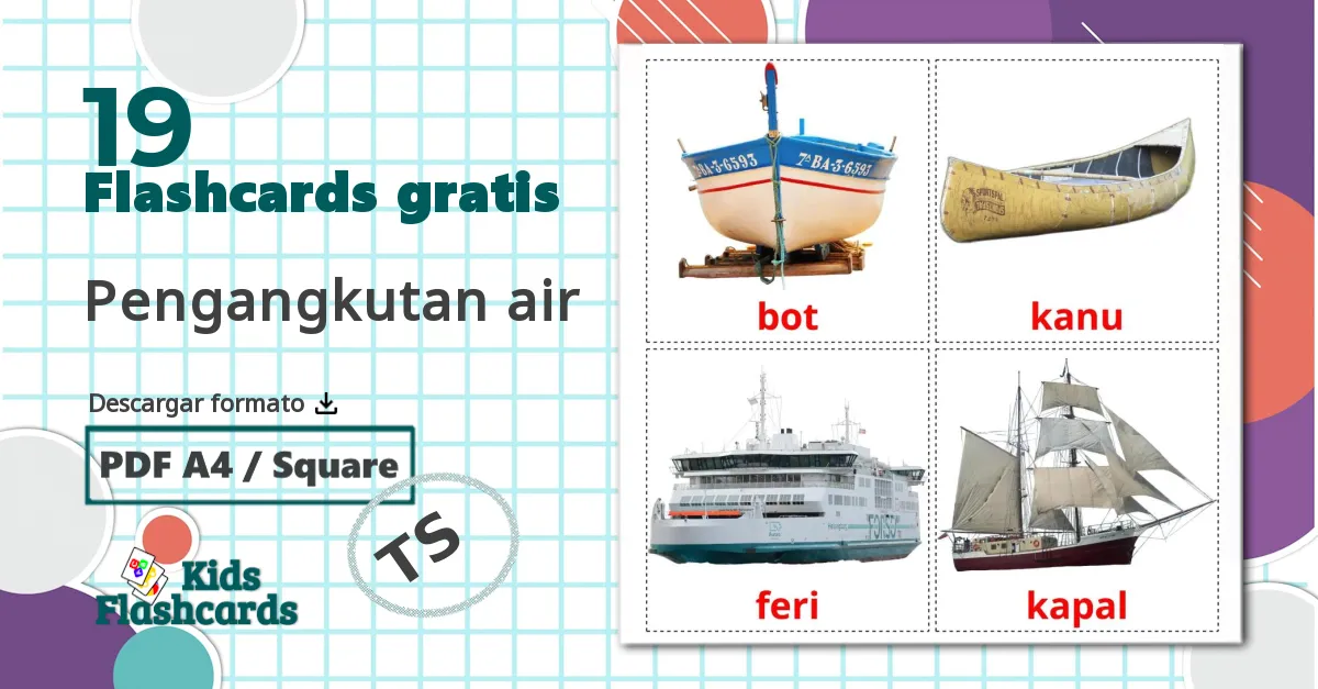 19 tarjetas didacticas de Pengangkutan air