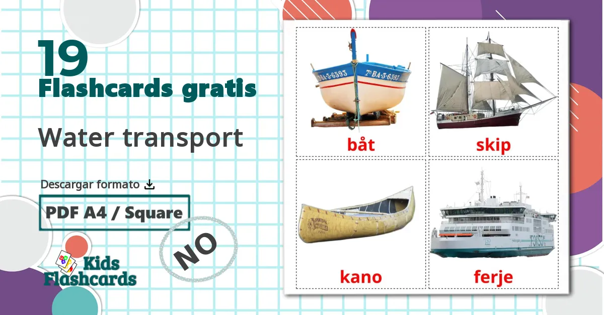 19 tarjetas didacticas de Water transport