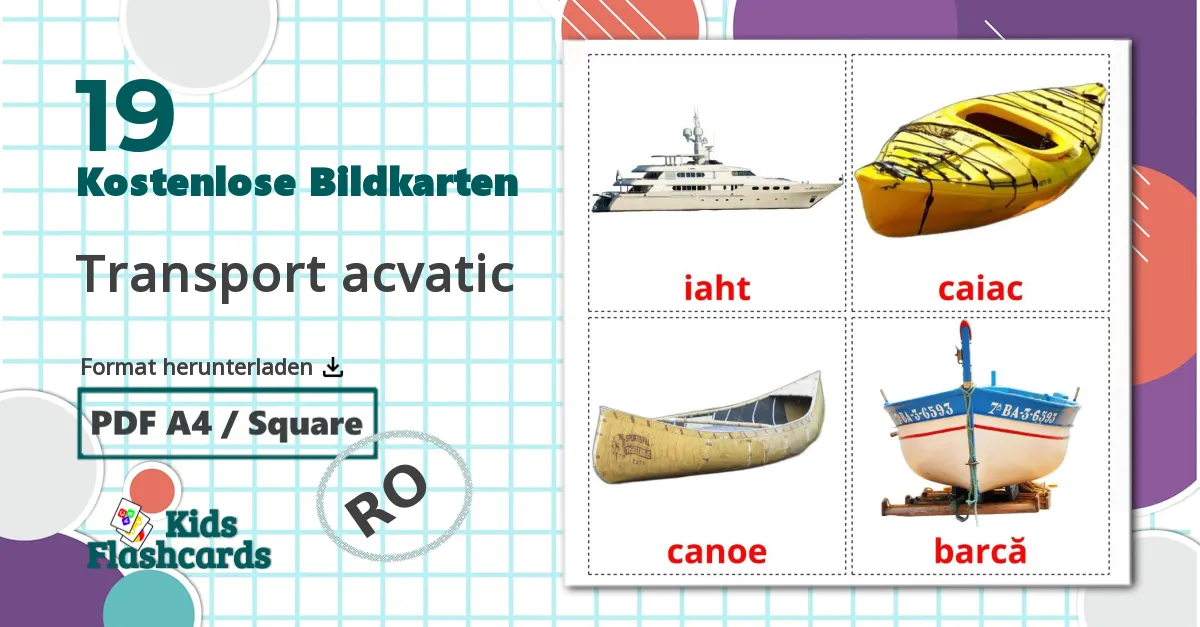 19 Bildkarten für Transport acvatic