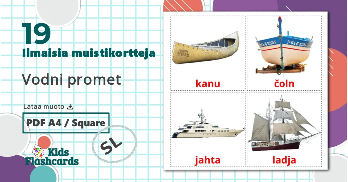19 Vodni promet lasten kuvakortit