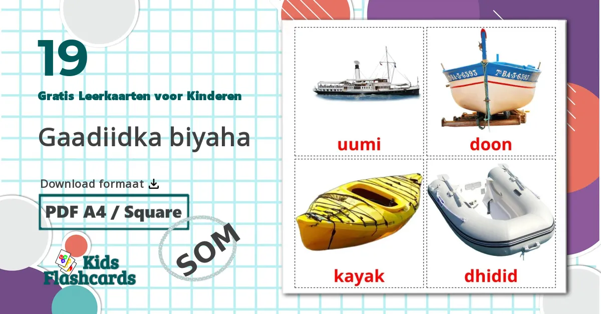 19 Gaadiidka biyaha Leerkaarten voor kinderen