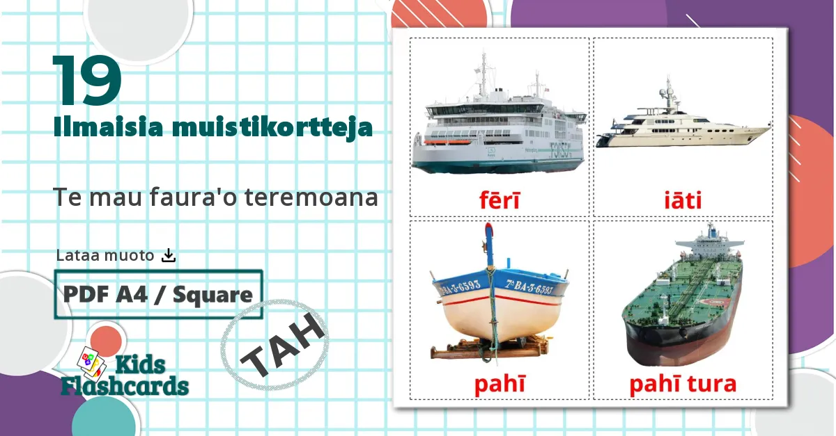19 Te mau faura'o teremoana lasten kuvakortit