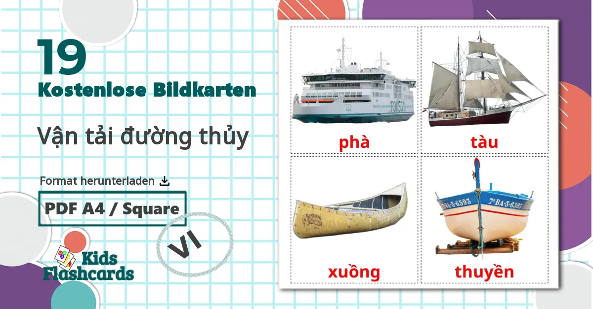 19 Bildkarten für Vận tải đường thủy