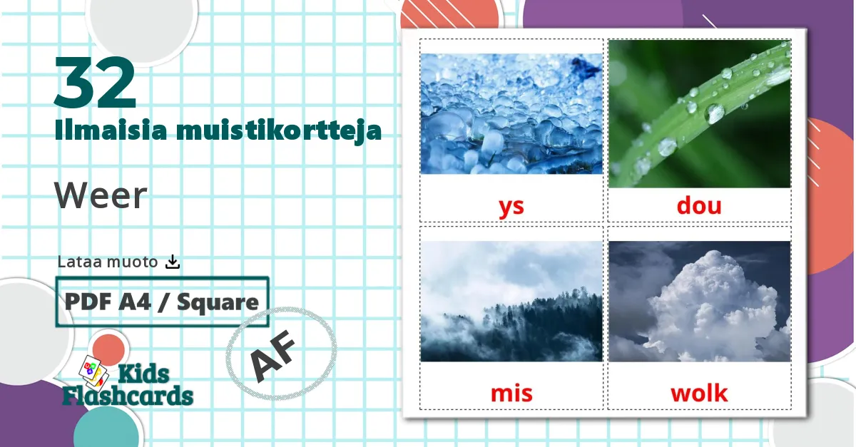 Sää - afrikaans sanastokortit