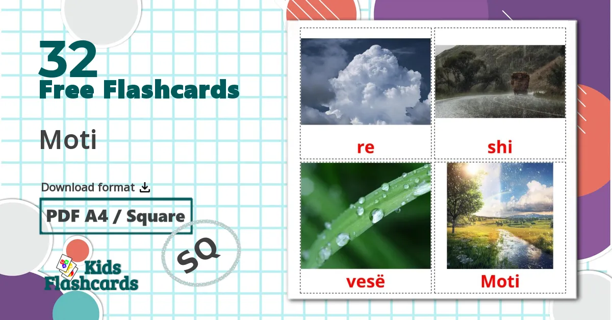 Weather - albanian vocabulary cards